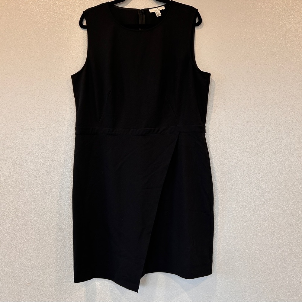 H by Halston Asymmetrical Dress Black‎ Faux Wrap Dress Sleeveless Women's XL